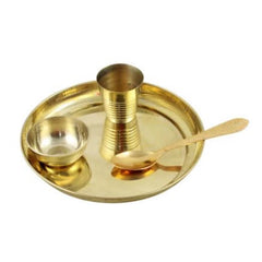 Pure Brass Panchpatra & Achmani Set